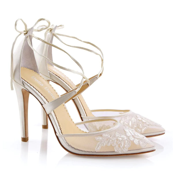 High top heels ivory