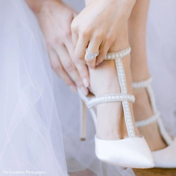 Ivory wedding heels hot sale