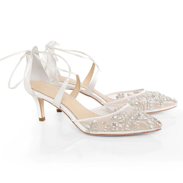 FRANCES Kitten Heel Wedding Shoes Ivory with Crystals Eva Guadalupe