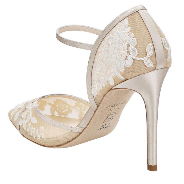CLAUDIA Nude Lace Heels D'Orsay Wedding Shoes